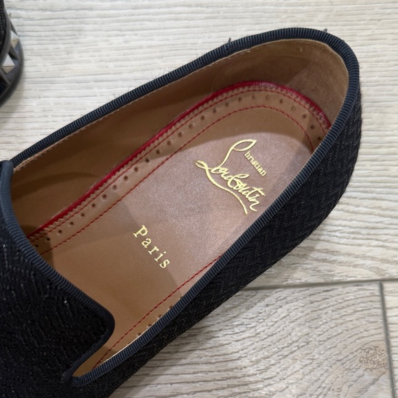 Christian Louboutin Black Textured Loafers with Tassels